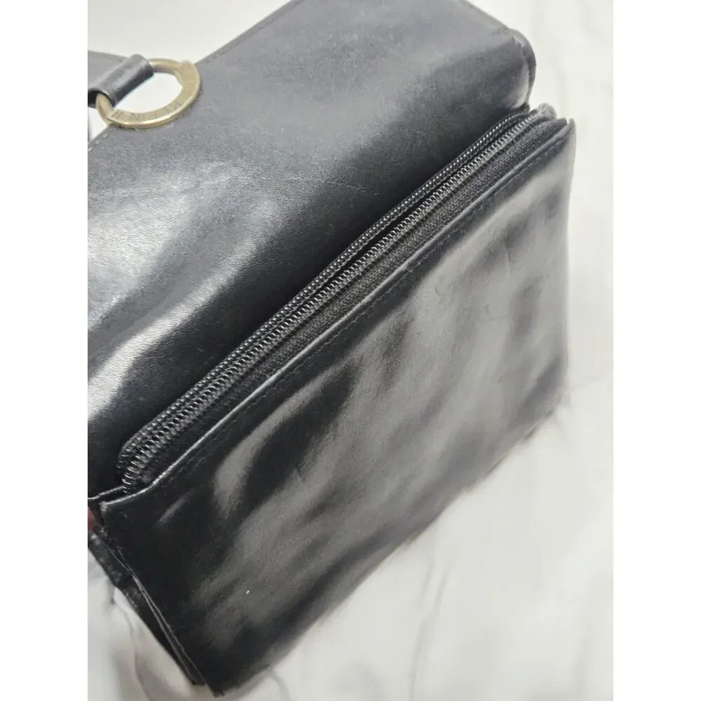 Hobo Vtg Black Genuine Leather Crossbody Anne Klein Boho Inde Retro Grunge 90's